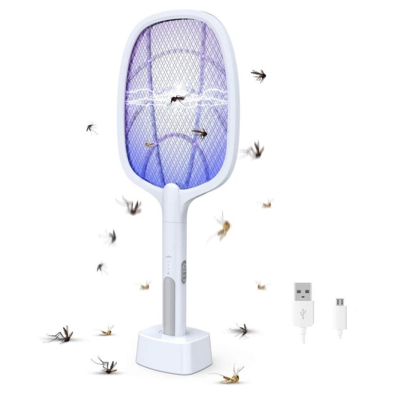 Mosquito Bat with UV Light Lamp Five Nights Mosquito Killer Autokill 2-in-1 Mosquito Racket 1200mAh Lithium-ion Rechargeable Battery