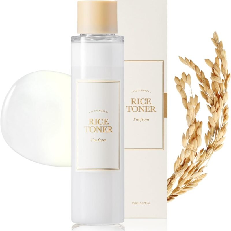 I'm from Rice Toner, Milky Toner for Glowing Skin, 77.78% Korean Rice, Glow Essence with Niacinamide, Hydrating for Dry, Dull, Combination Skin, Vegan, Fragrance Free, Glass Skin 5.07 Fl Oz