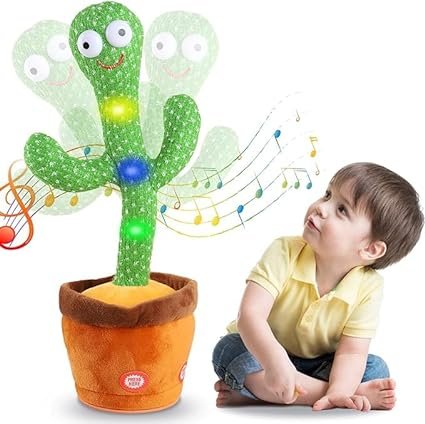 Dancing Cactus Plush Toy USB Charging,Sing Repeats What You say and emit Colored Lights,Gifts (Talking Cactus)