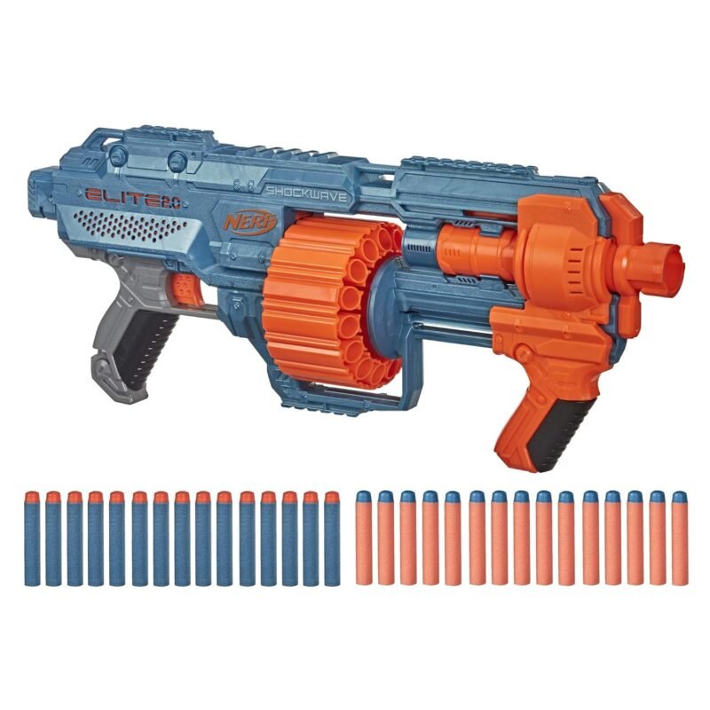 Nerf Elite 2.0 Shockwave Rd-15 Toy Blaster,30 Darts,15-Dart Rotating Drum, Gift Toy, Toys for Kids Teens and Adults, Outdoor Toy for Boys & Kids Ages 8+, Best Xmas Gift,Multicolor